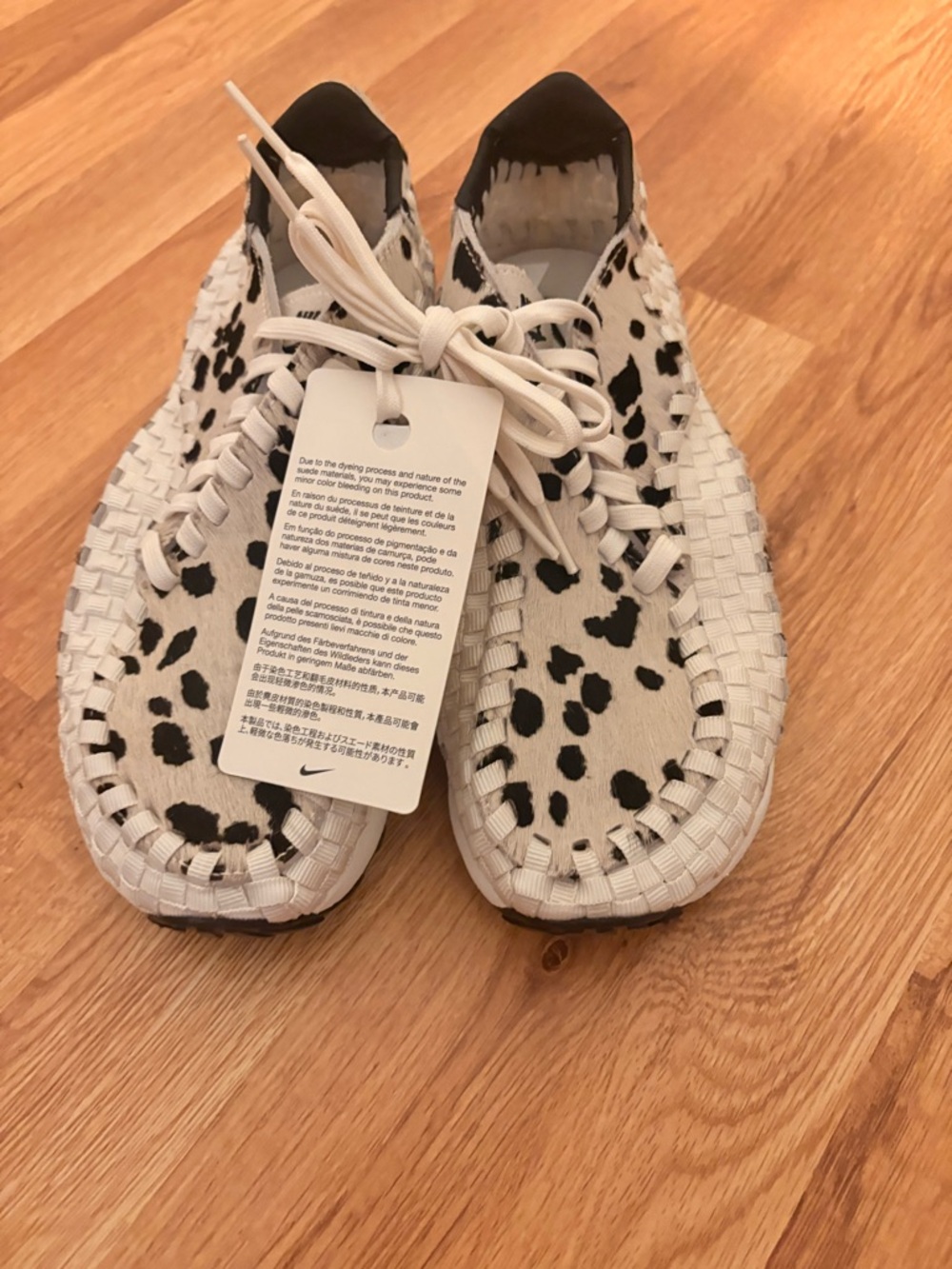Cow Print Woven Slip-On Sneakers - Black & White